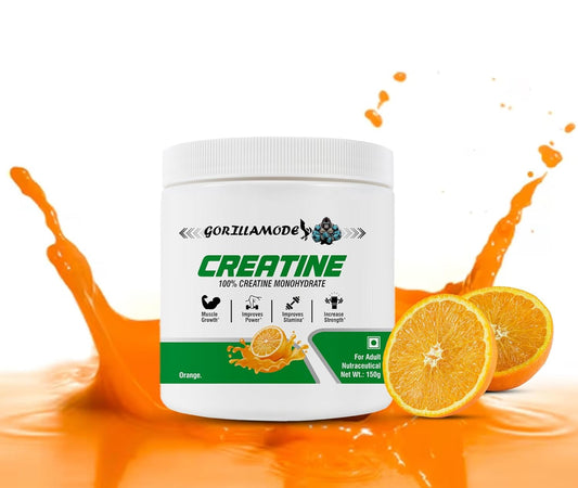 Gorilla Mode Micronized Creatine Monohydrate Powder - Creatine Powder for Muscle Building, Muscle Growth, Increased Strength, Enhanced Energy Output, Gain Lean Muscle and Improved Athletic Performance | Support Workout Recovery [50 Servings, 150G, Orange]